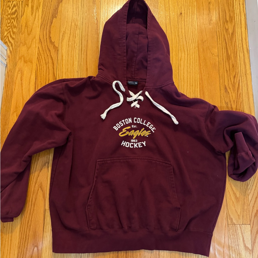 Boston College Eagles Hockey Maroon Hooded Sweatshirt  Mens Hockey Pullover